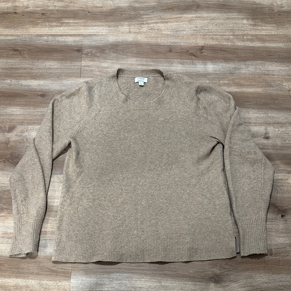 J. Crew Women's Tan Crew Neck Wool Sweater